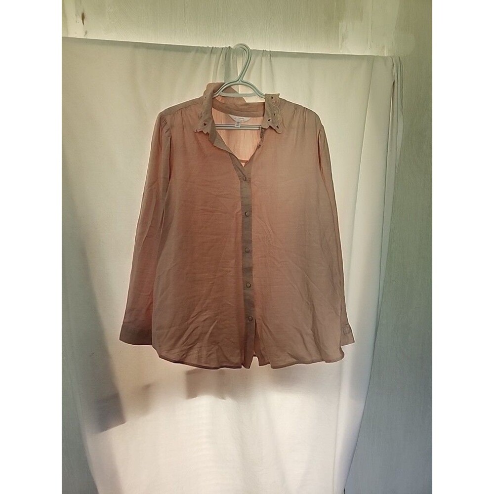 LC Lauren Conrad Light Pink  Button Up Lined Blouse - Size 1X - NEW
